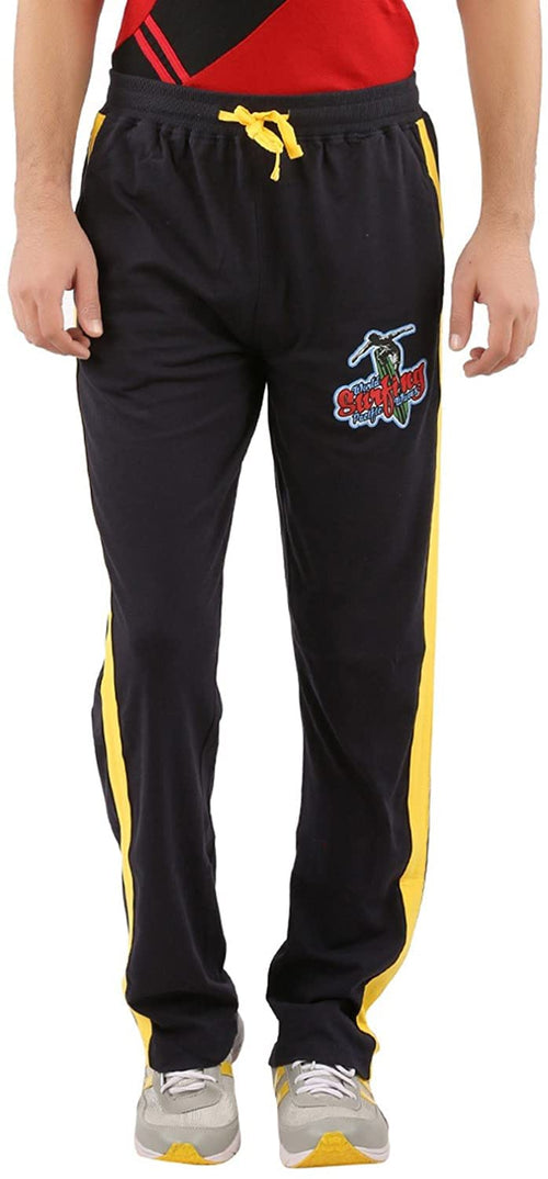 Red Line Dark Navy/Yellow Cotton Regular Fit Trackpant