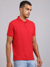 Venitian Men Solid Cotton Pink Polo T-Shirt With Pocket