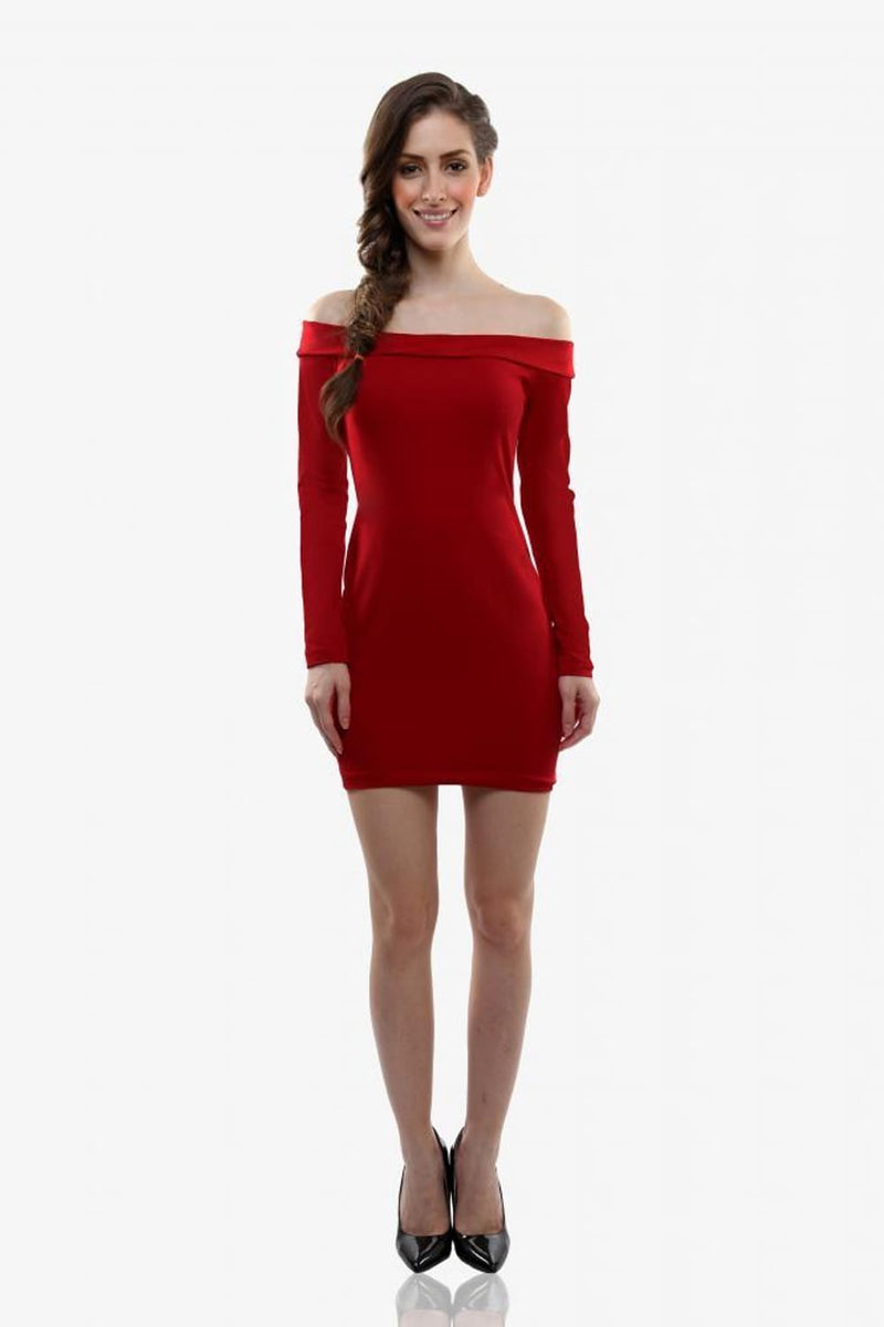 Over My Shoulder Bodycon Dress Red