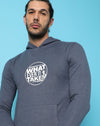 Campus Sutra Mens Egyptian Blue Printed Sweatshirt With Hoodie Fit For Casual Wear | Cotton Blend Fabric | Trendy Sweatshirt Crafted With Comfort Fit & High Performance For Everyday Wear