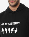 Campus Sutra Men's Solid Black Printed Regular Fit Sweatshirt With Hoodie For Winter Wear Cotton Sweatshirt | Casual Sweatshirt For Man | Western Stylish Sweatshirt For Men
