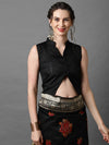 Sareemall Black Elite Festive Silk Blend Woven Design Saree With Unstitched Blouse