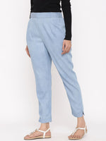 Juniper Blue Cotton Solid Straight Pants