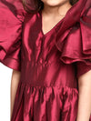 Jelly Jones Wine Flared Sleeve Gown with Hair Band