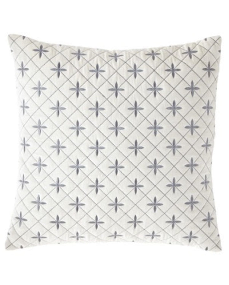 Quilted Cushion with Embroidery - Size: - 40x40 cm