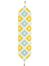 Ikat Yellow & Teal Printed Cotton Canvas Table Runner ( 13 x 72 Inches with Tassel )