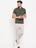 White Moon Men Dry fit Sports Gym Polo T shirt- (Olive)