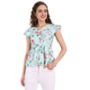 MYY Women's Ditsy Floral Print V Neck Crepe Tunic Fancy Top