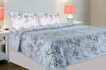 Victorian Summer Dream, 100% Cotton Double Bedsheet with 2 Pillow Covers, 186 Thread Count (Blue: White Pillows)