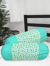 Clasiko Cotton Bolster Covers Set Of 2 300 TC Small Leaves With Green Dots 30x15 Inches