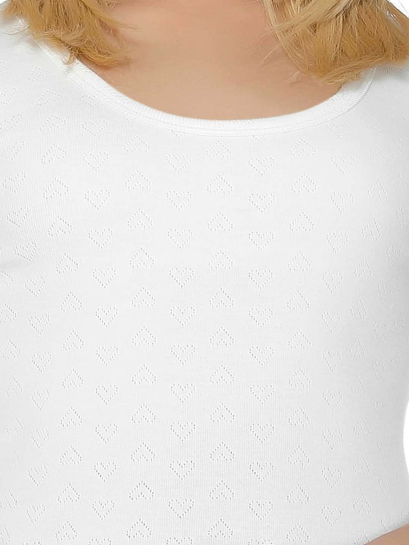 Thermals Girls Top Round Neck Full Sleeves Solid White