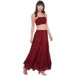 Aawari Rayon Skirt Top Set For Girls and Women Maroon