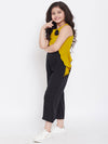 Girl's Soiled Solid Jumpsuit Yellow