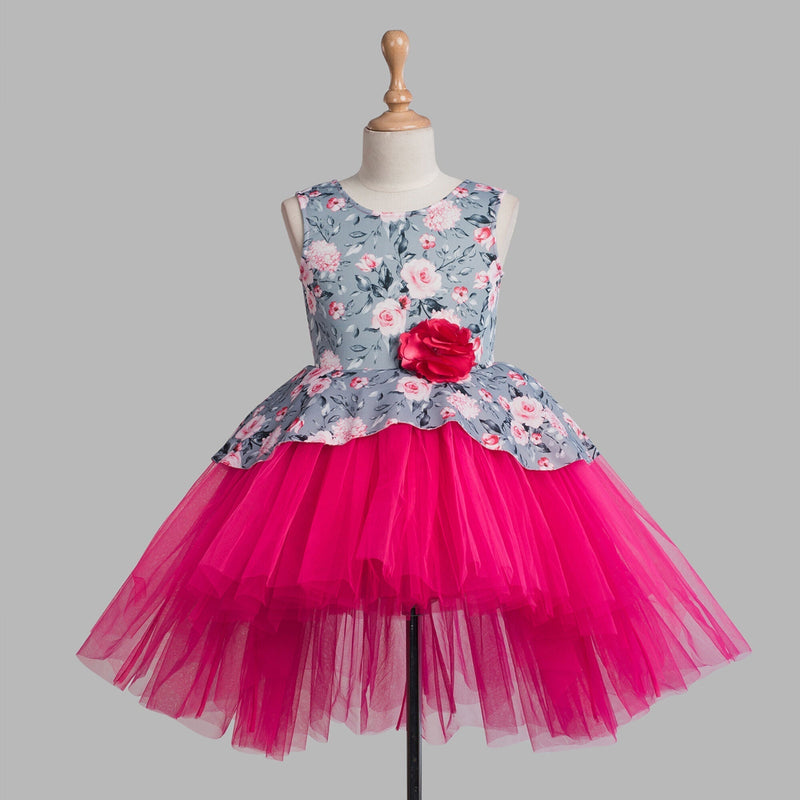Toy Balloon Kids Rebellious Fuchsia Pink Hi-Low Skirt girls party wear dress