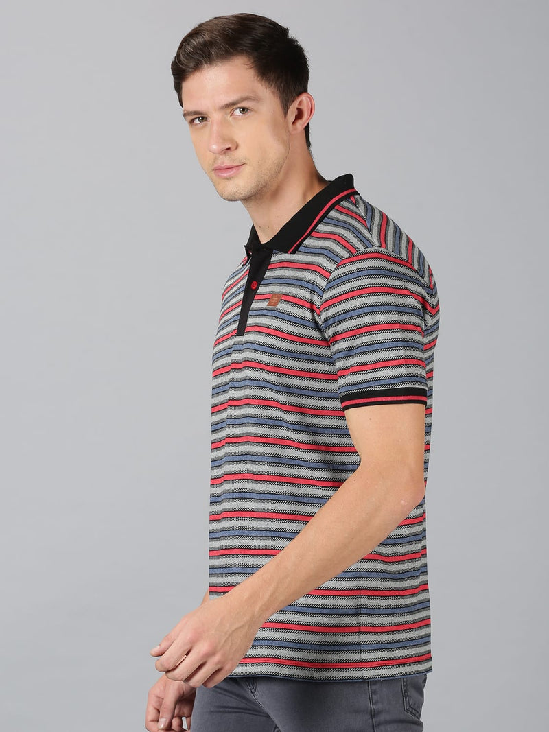 Men T-Shirt Stripes Cotton Roa