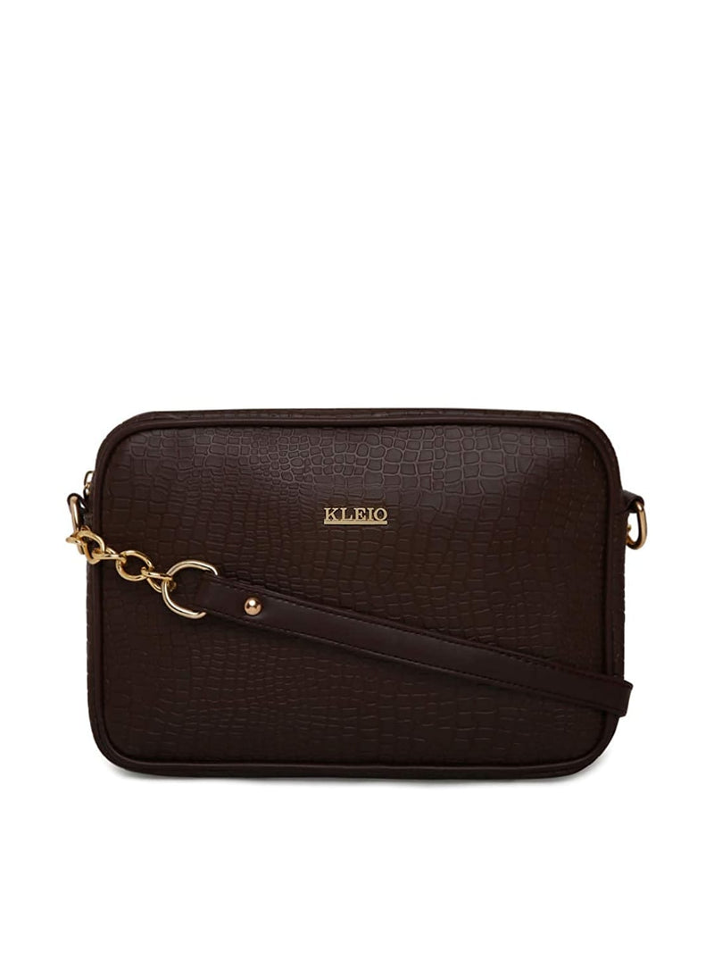 KLEIO Women's Sling Bag (HO8003KL-DB_Dark Brown)