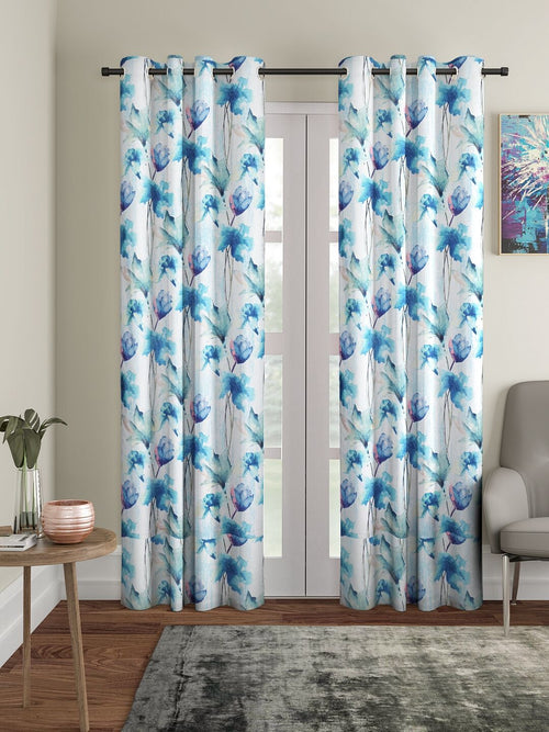 Home Sizzler 2 Piece Abstract Eyelet Polyester Curtain Set