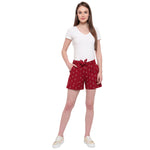 Aawari Cotton Printed Anchor Shorts For Girls and Women Maroon