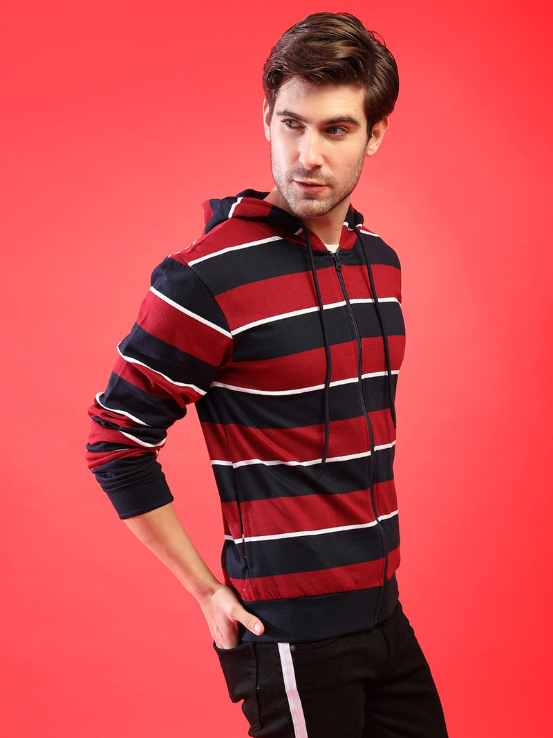 Campus Sutra Short Sleeve Pros Men Striped Full Sleeve Stylish Casual Sweatshirts