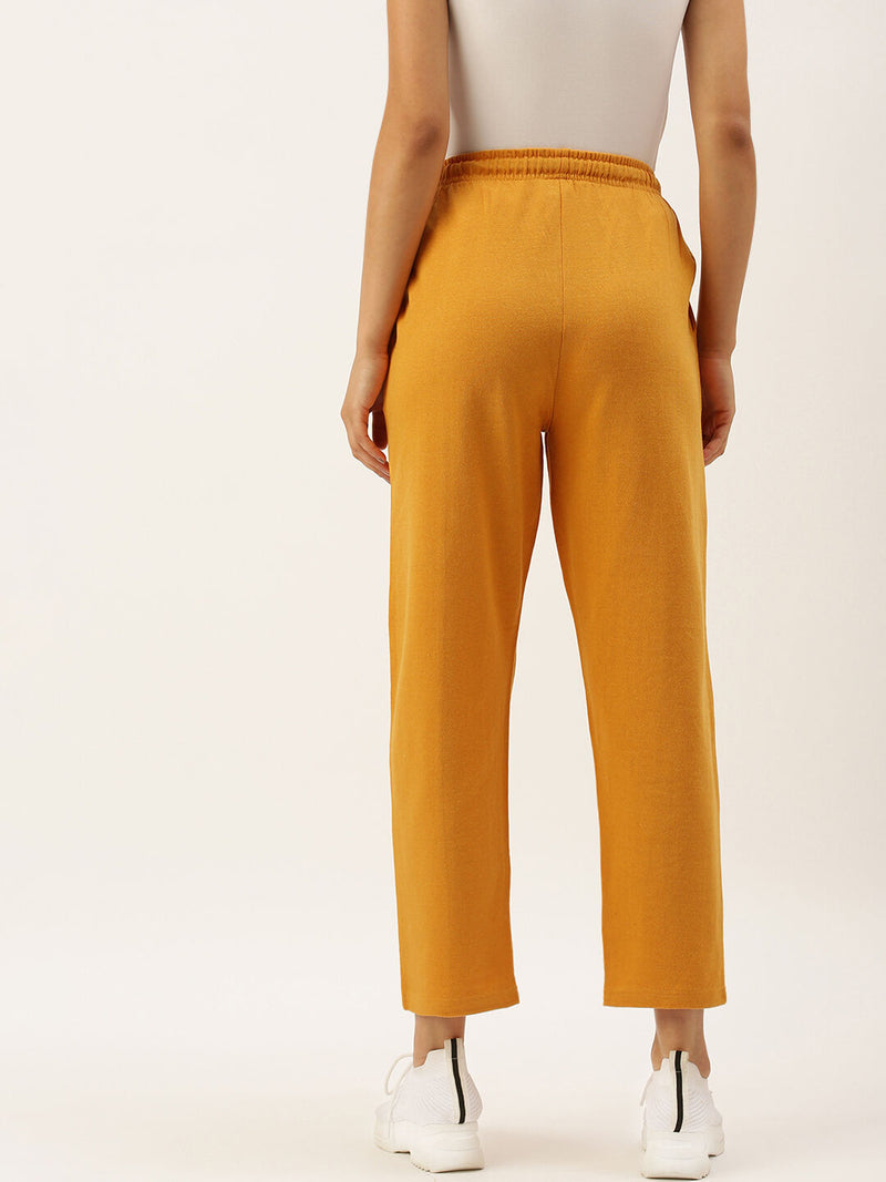 Women Yellow Straight Fit Track Pants
