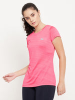 Clovia Comfort-Fit Active T-shirt in Salmon Pink