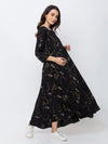 MomToBe Women's Rayon Ink Black Maternity/Feeding/Nursing Dress