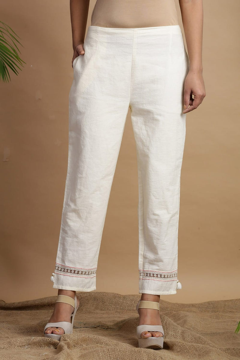 Wholesale Juniper White Rayon Flex Solid Straight Pants – Tradyl