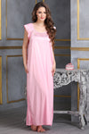 4 Pcs Nightwear Set in Baby Pink- Satin