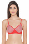 Non-Padded Non-Wired Full Coverage Striped Spacer Cup T-shirt Bra in Red - Cotton