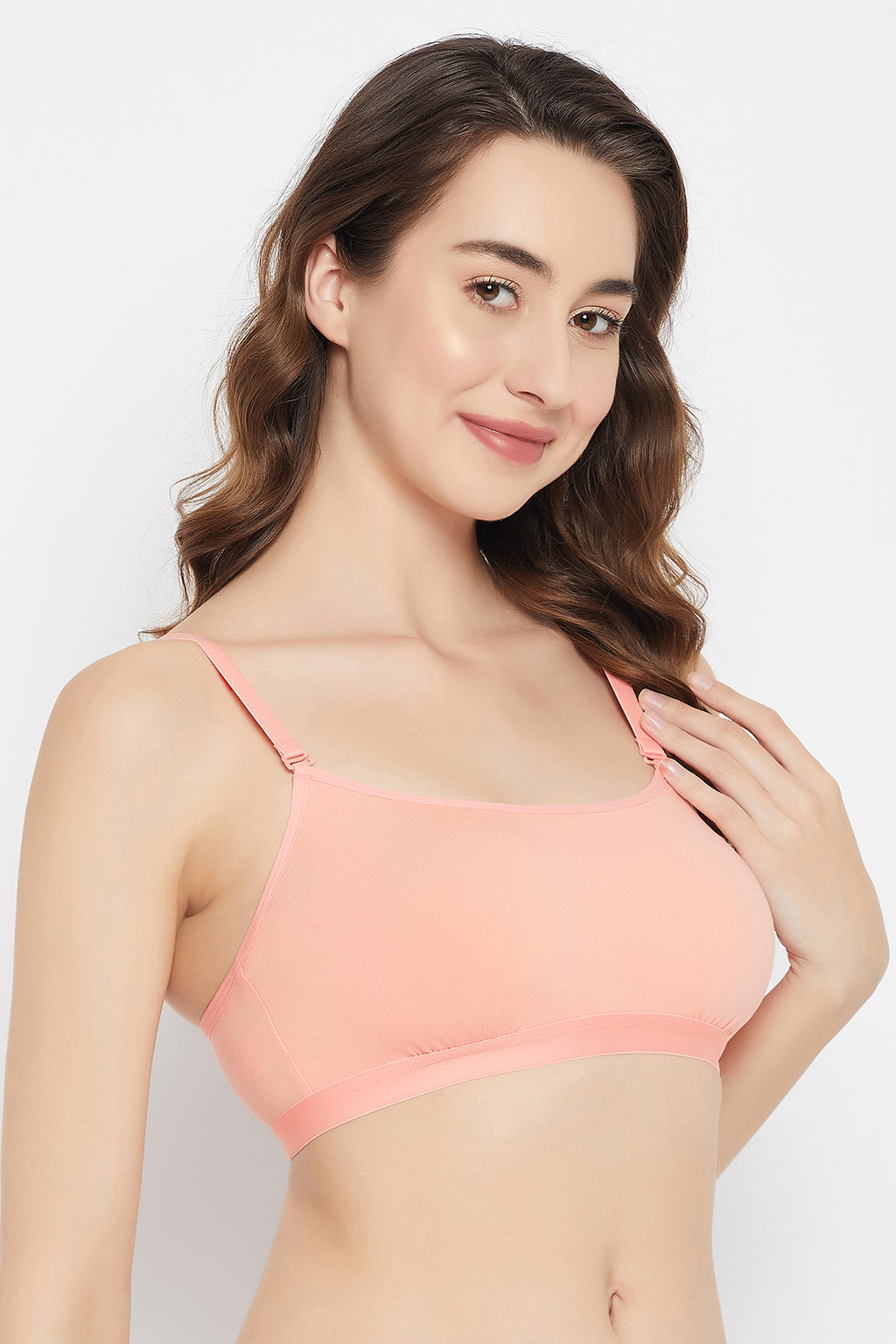 Buy Non-Padded Non-Wired Full Cup Bra in Peach Colour - Cotton