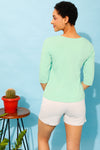 Cactus Print Top in Seafoam Green & Chic Basic Shorts in Grey - 100% Cotton
