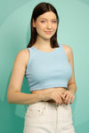 Chic Basic Ribbed Crop Top in Baby Blue - Cotton