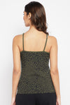 Animal Print Camisole in Olive Green - Cotton