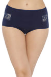 Cotton High Waist Hipster Panty with Lace Inserts In Blue