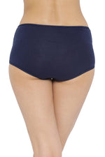 Cotton High Waist Hipster Panty with Lace Inserts In Blue