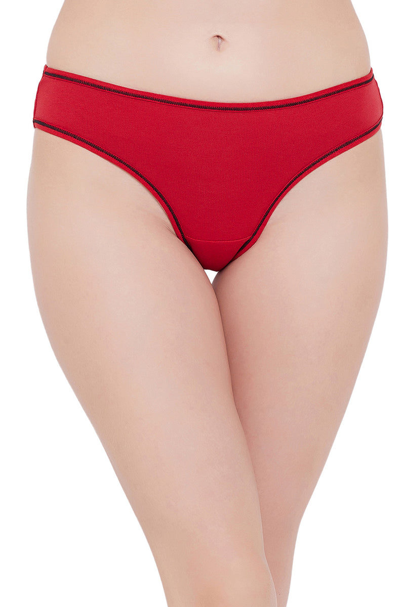 Cotton Low Waist Bikini Panty In Red