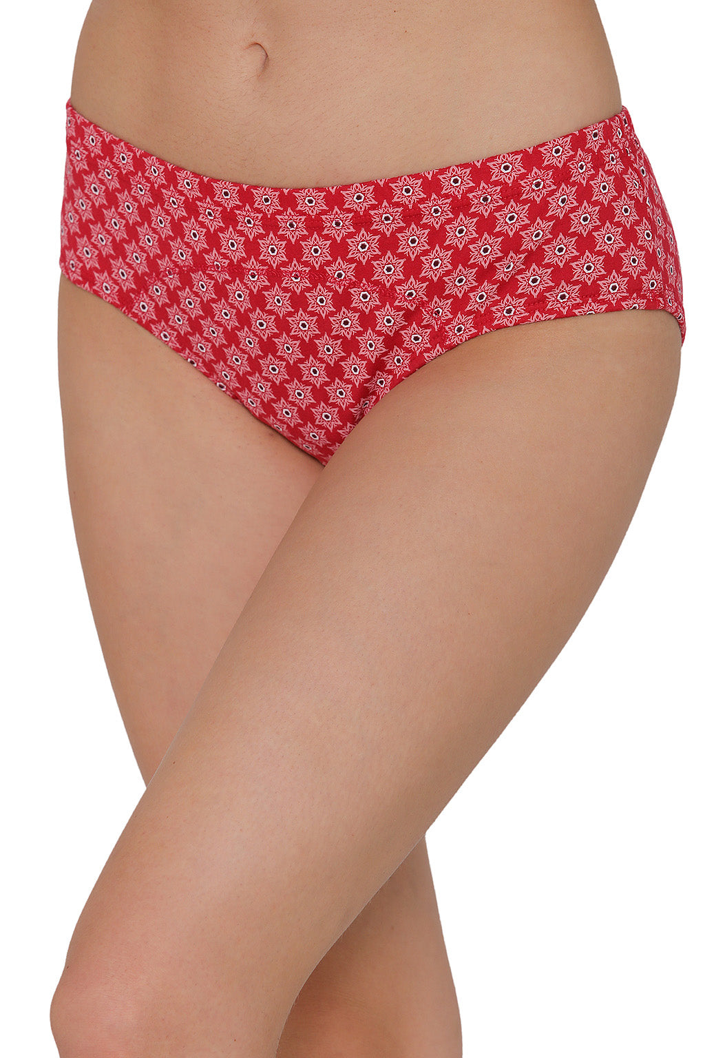 Clovia Cotton-Mix Mid Waist Printed Hipster Style Panty with Inner Elastic  In White