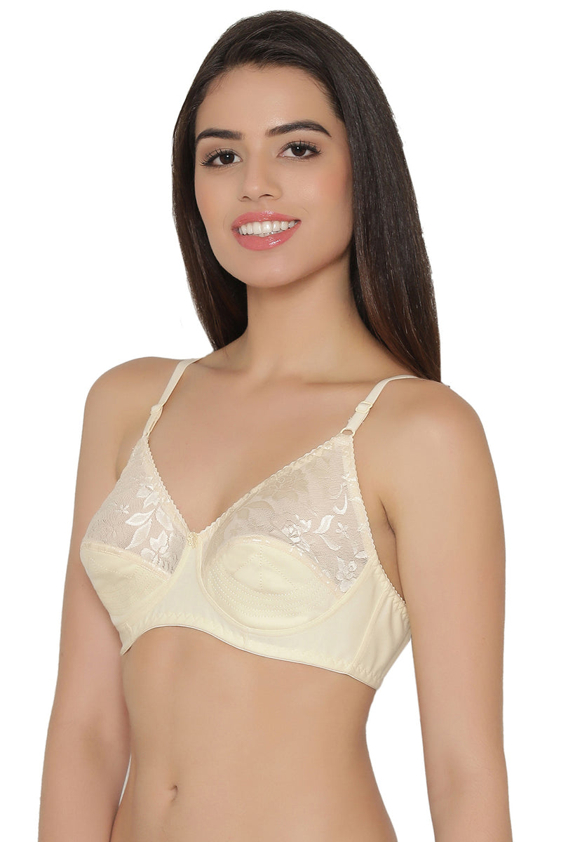 Buy Non-Padded Non-Wired Full Coverage Sexy Bra In Nude - Cotton