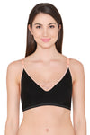 Non-Padded Non-Wired Full Cup Cami Bra in Black - Cotton