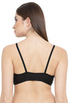 Non-Padded Non-Wired Front Open Plunge Bra in Black- Cotton Rich