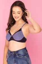 Non-Padded Non-Wired Full Coverage T-Shirt Bra In Purple - Cotton Rich