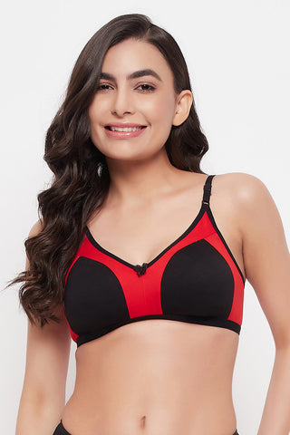 Buy M-azing Non-Padded Non-Wired Colourblocked Full Coverage Bra In Pink &  Black - Cotton Online India, Best Prices, COD - Clovia - BR0349P22