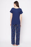 Galaxy Print Top & Pyjama Set in Navy - 100% Cotton