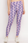 High Rise Geometric Print Active Tights in Purple with Side Pocket
