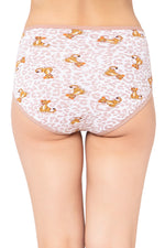 High Waist Tiger Print Hipster Panty in White - Cotton