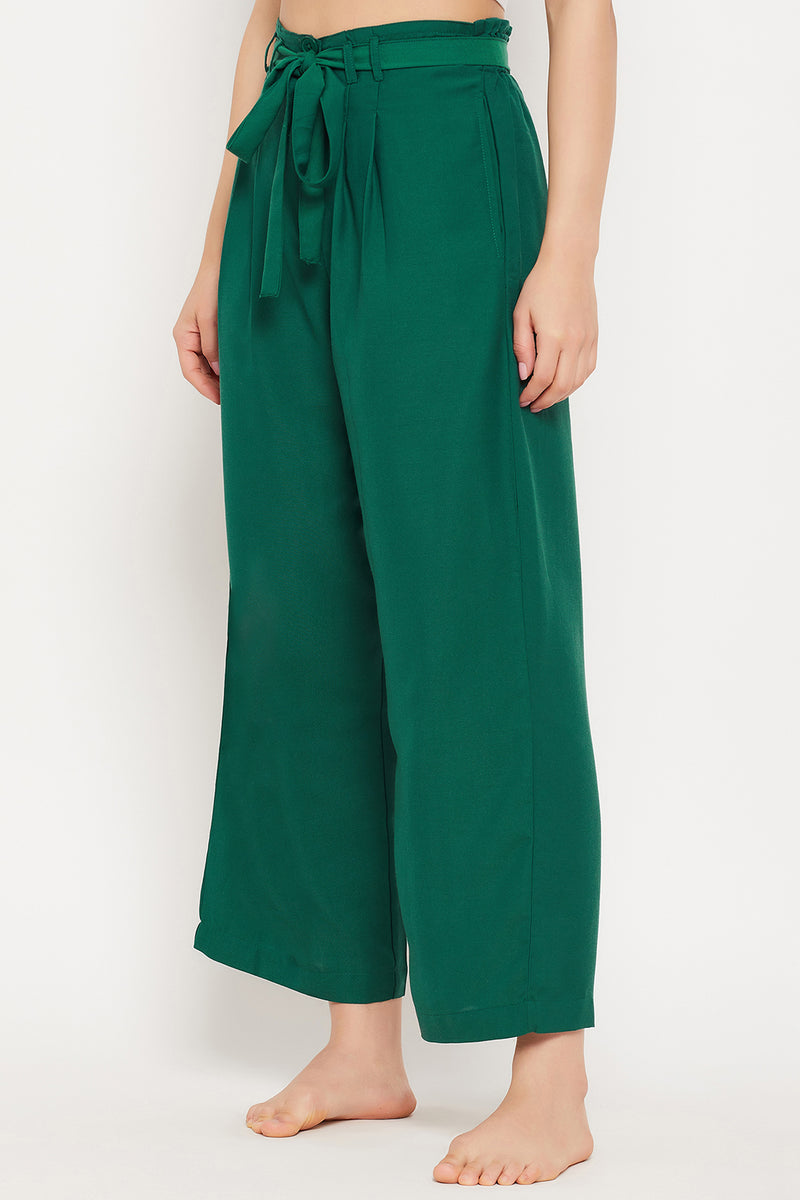 Chic Basic Wide Leg Pants in Forest Green - Rayon