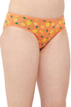 Low Waist Fruit Print Bikini Panty in Orange - Cotton