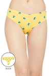 Low Waist Fruit Print Thong in Yellow with Inner Elastic - Cotton