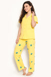 Tutti Fruity Button Down Shirt & Pyjama Set in Yellow - 100% Cotton