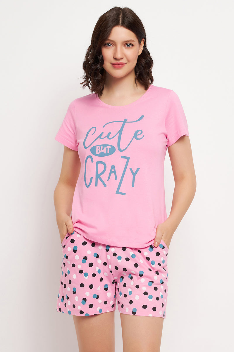 Print Me Pretty Top & Shorts Set in Pink - 100% Cotton